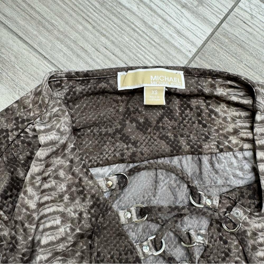 MICHAEL KORS Matte Jersey Snakeskin Print Dress Xs - Picture 7 of 10